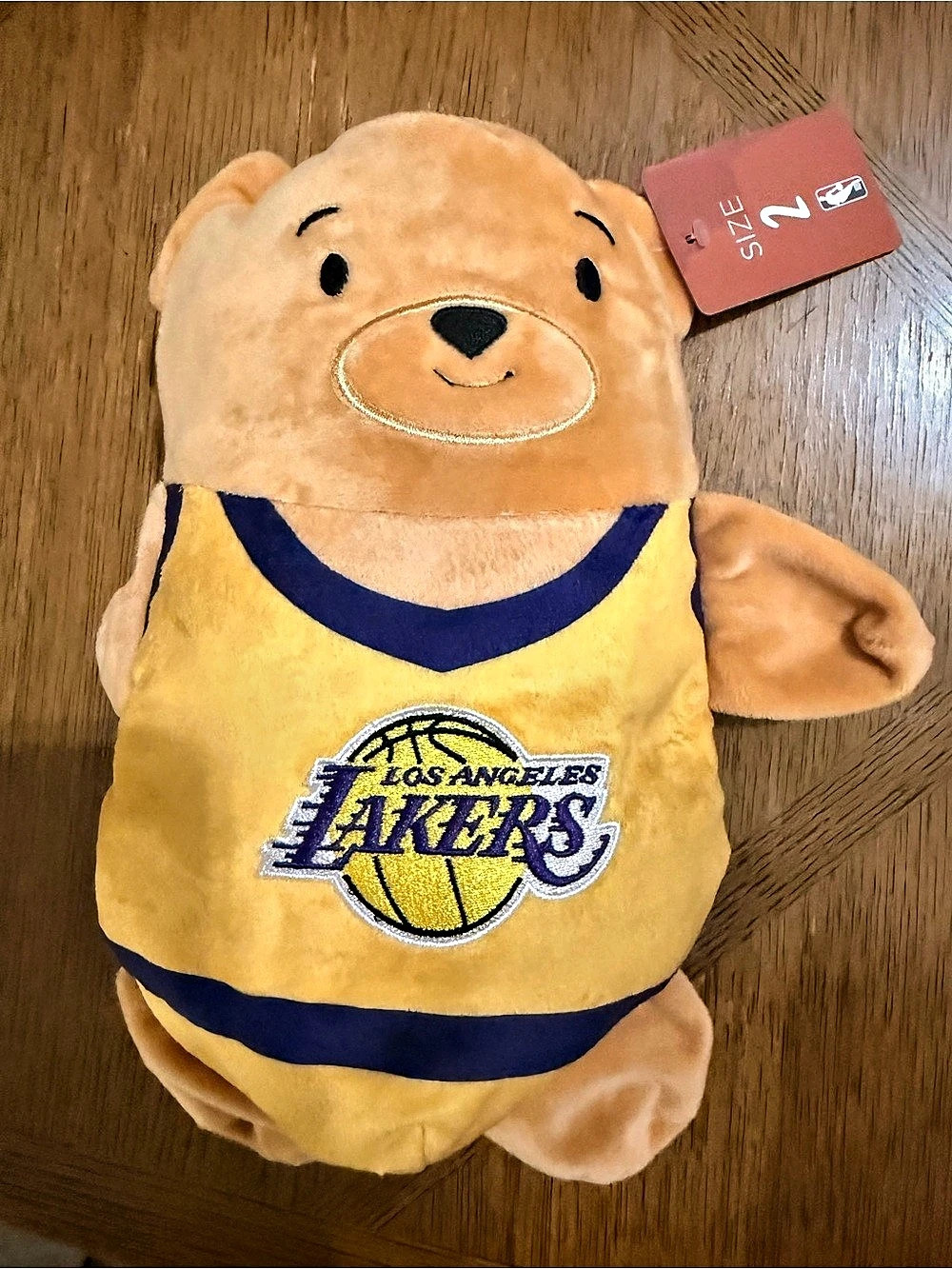 NBA Los Angeles Lakers Kids Convertible Jacket Plush Bear Packable Size 2